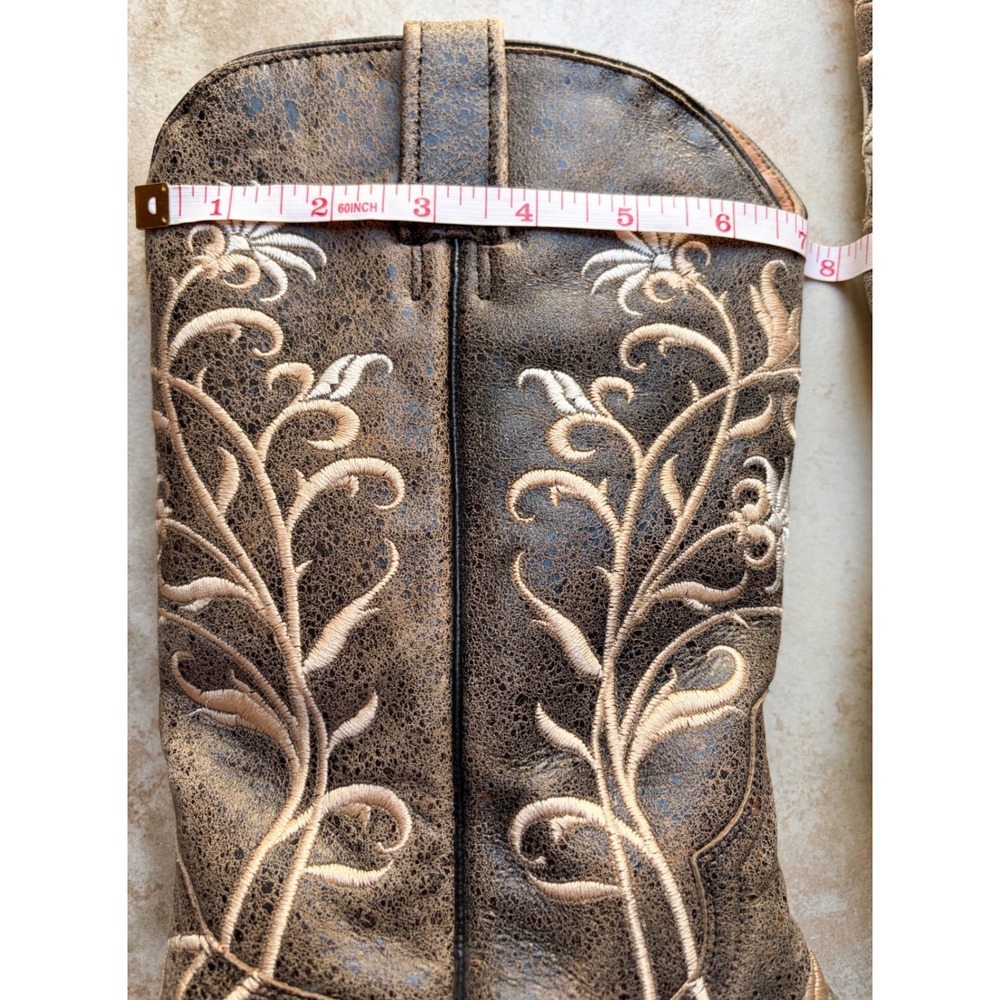 Stetson Womens Garden Variety Grey Floral Embroidered Western Boot Size 7.5‎ - Picture 8 of 9